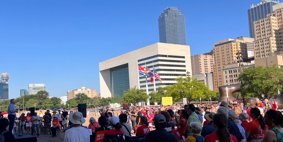 NOW: Our volunteers have joined gun violence survivors, faith leaders, <a href="/StudentsDemand/">Students Demand Action</a>, and other gun safety activists outside the NRA annual meeting in Dallas to send a clear message to its leadership: We’re tired of paying the #NRABloodTax and we won't stop speaking out until