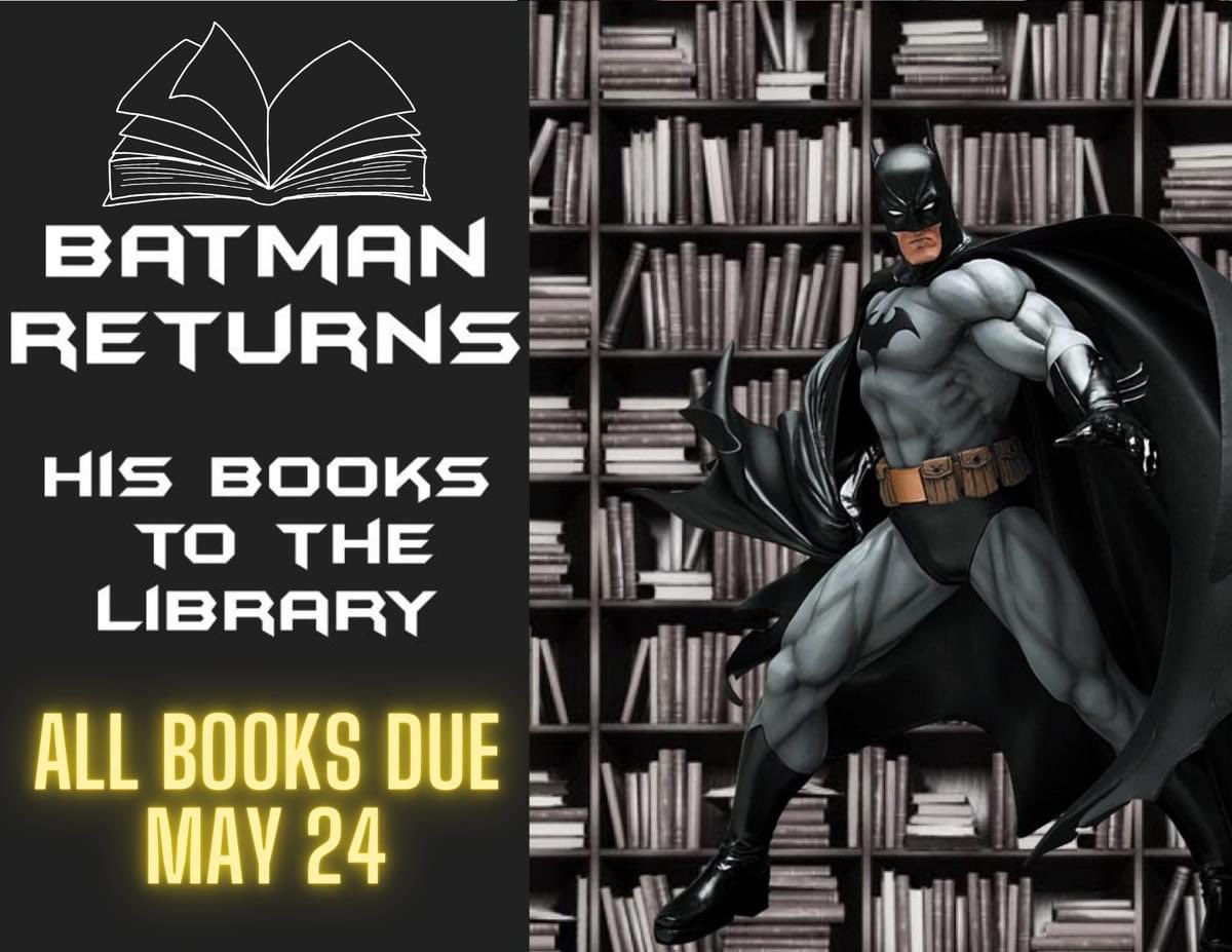 It's that time of year Navigator Families. Library books due back Friday, May 24 as we begin to close out the school year. It's a big task to retrieve all those well loved stories across <a href="/NorthsideES/">Northside Elementary</a>. Look in backpacks, bookshelves, carseats &amp; cushions and send ‘em our way.