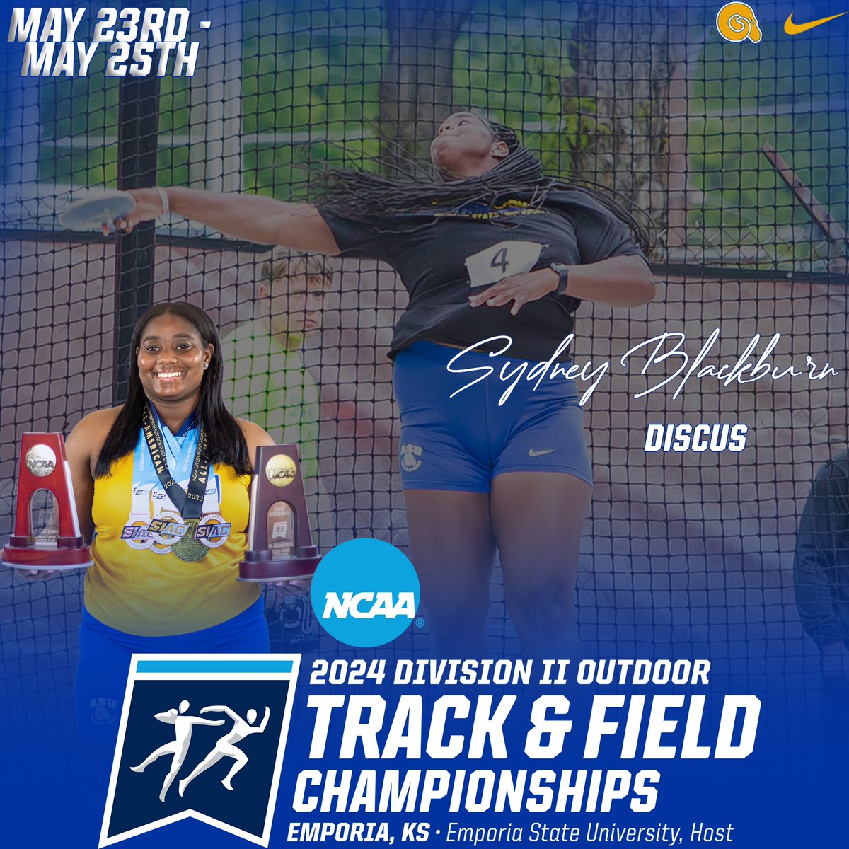 The Queen of The Discus Ring will be competing in her 4th consecutive NCAA Division II Championship next week at Emporia State University. Congratulations to Sydney as she looks to bring home more hardware this year! 

#ASUTwitter #CreatingLegacies @HBCUSports1 @HBCUtrack_field