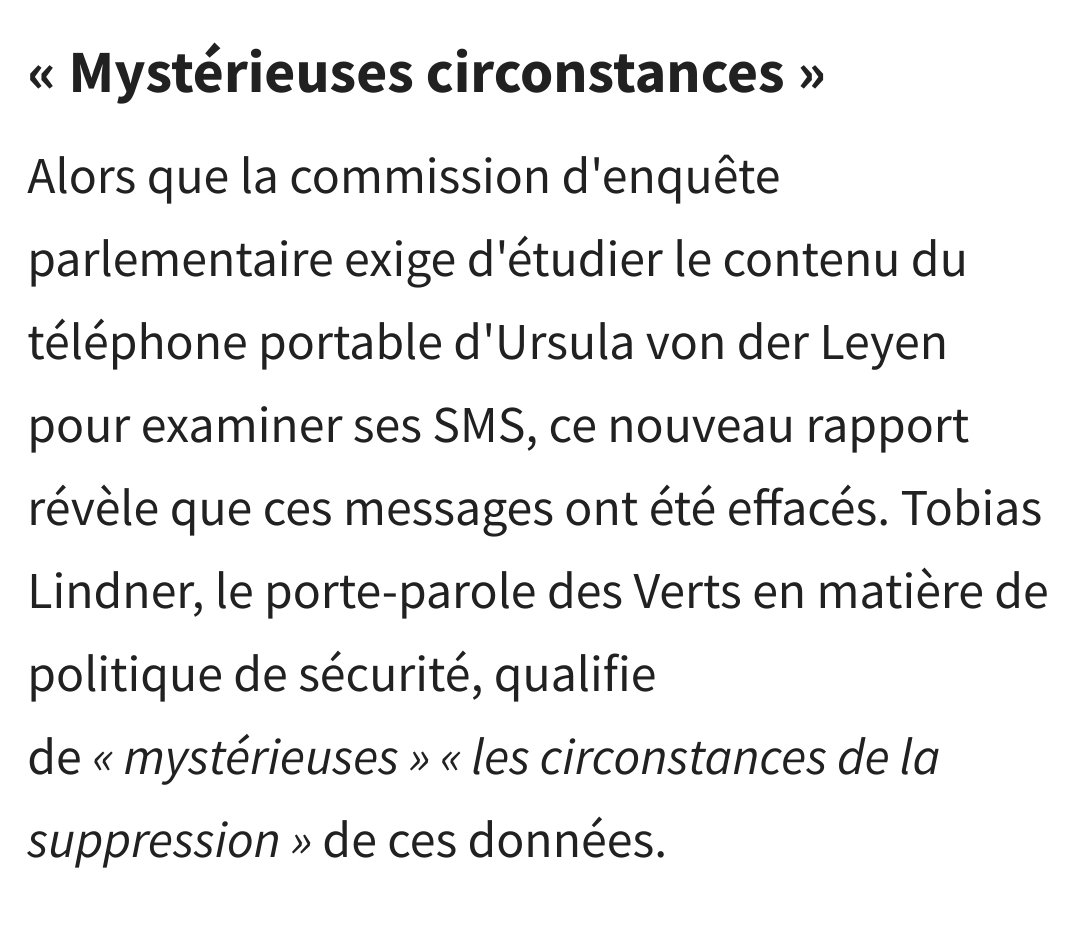 2019: Von der Pfizer a été élue par les  eurodéputés qui savaient TOUS qu'elle était sous le coup d'enquêtes  sur ses magouilles avec McKinsey.
S'ils avaient fait preuve d'un minimum d'honnêteté ils auraient refusé sa candidature.
lesechos.fr/monde/europe/u…