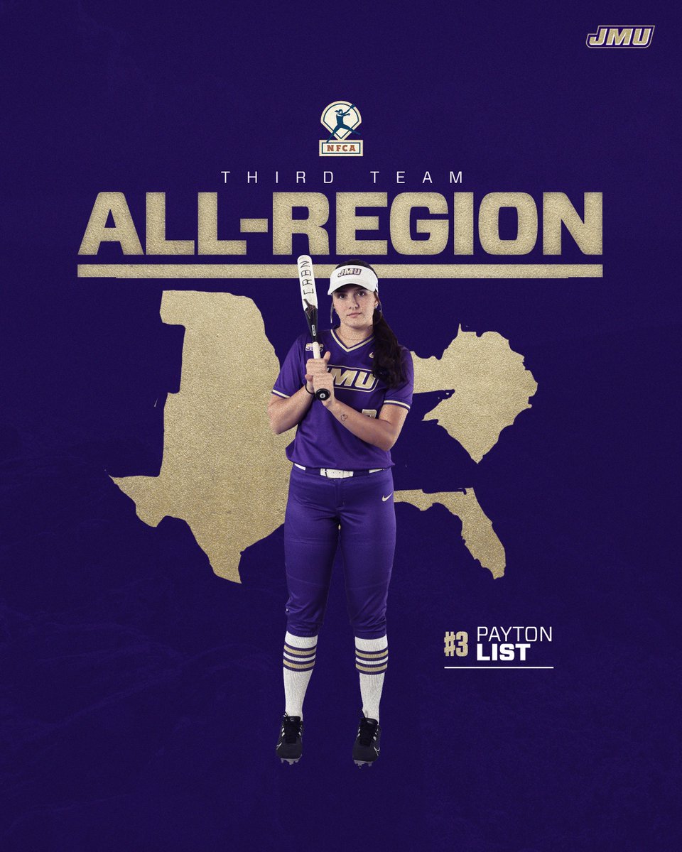 Another one for the trophy case 😁🏆 Payton List was named NFCA Third Team All-Region, the 14th straight year a JMU player has been represented on an All-Region team! 📰 bit.ly/4bl4D08 #GoDukes | @NFCAorg