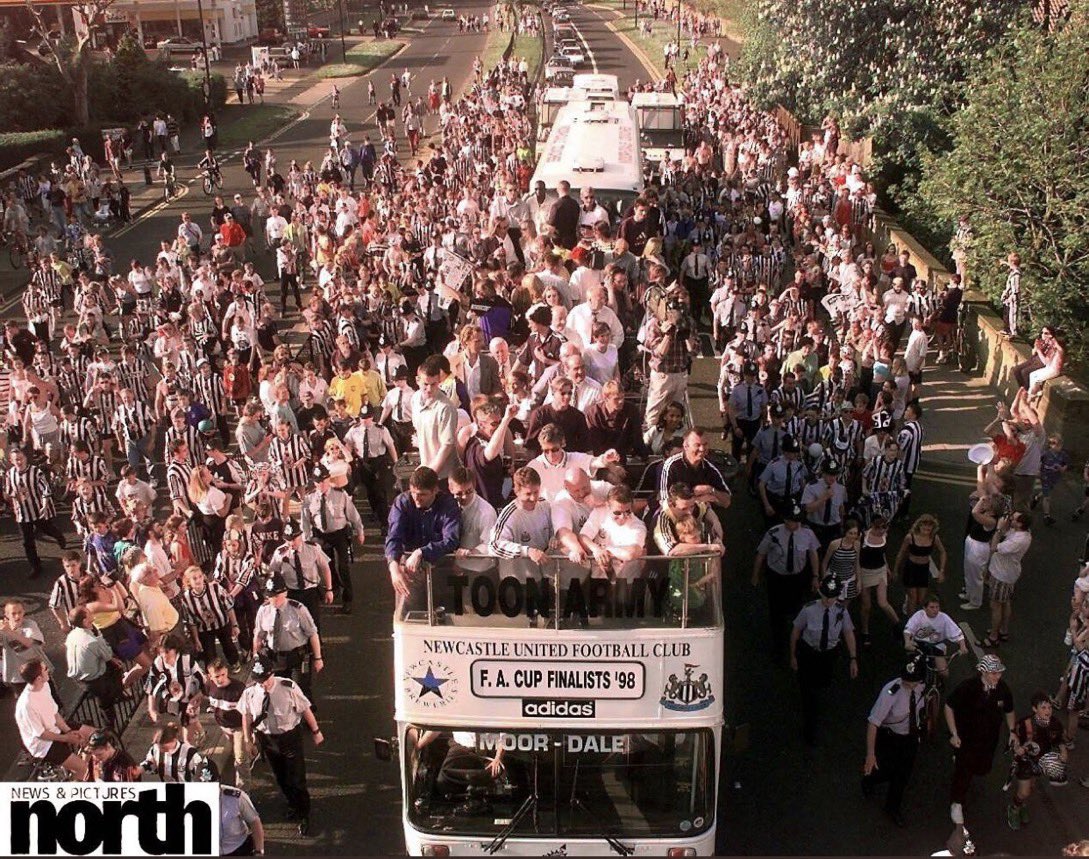 No way Newcastle had a parade for being FA Cup finalists in 98 and 99 😭😭😭😭😭😭😭