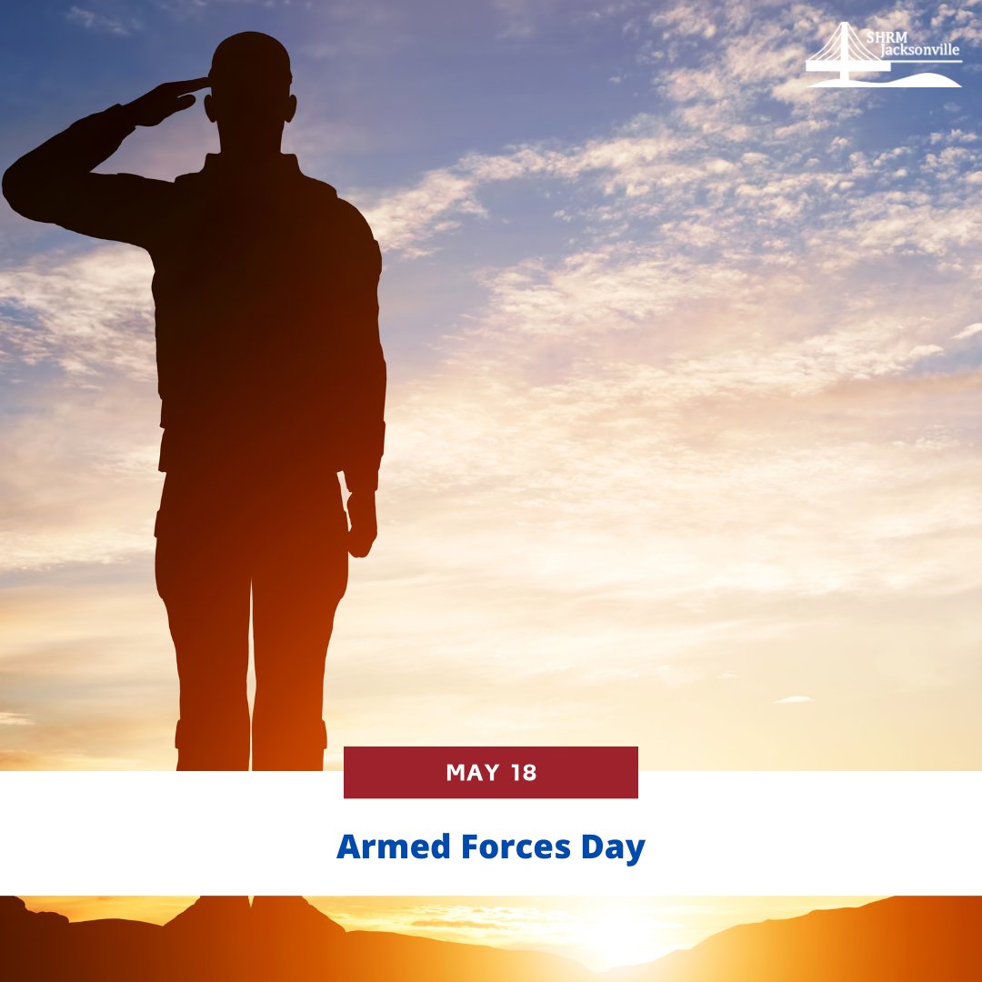 #SHRMJacksonville honors the dedication and sacrifice of our military personnel on Armed Forces Day and every day. 🎖️ #ArmedForcesDay #ThankYouVeterans #HRFlorida #WeAreSHRMJacksonville #SHRMJax