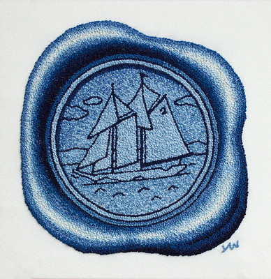 Participating in the Bluenose Marathon today? Check out this amazingly detailed 6'x6' hand embroidered French knot piece 'Bluenose Sailing' by Yoko White! #localart #artgallery #artcolelctor #canadianart #halifaxart #halifaxns #frenchknots #bluenose