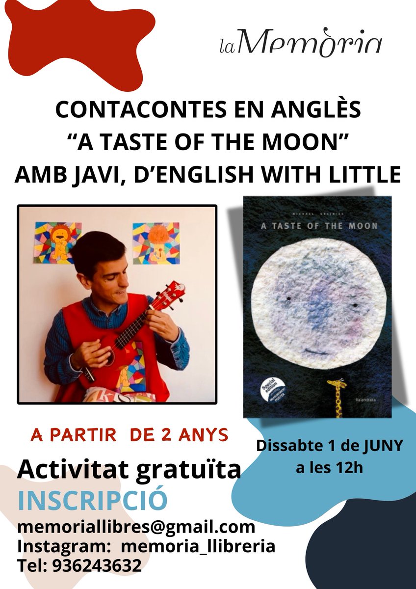 Us esperem el dissabte 1 de juny per escoltar el conte en anglès A taste of the moon, de Michael Grejniec (publicat per @KalandrakaEdit ), amb Javi d'English with Little.