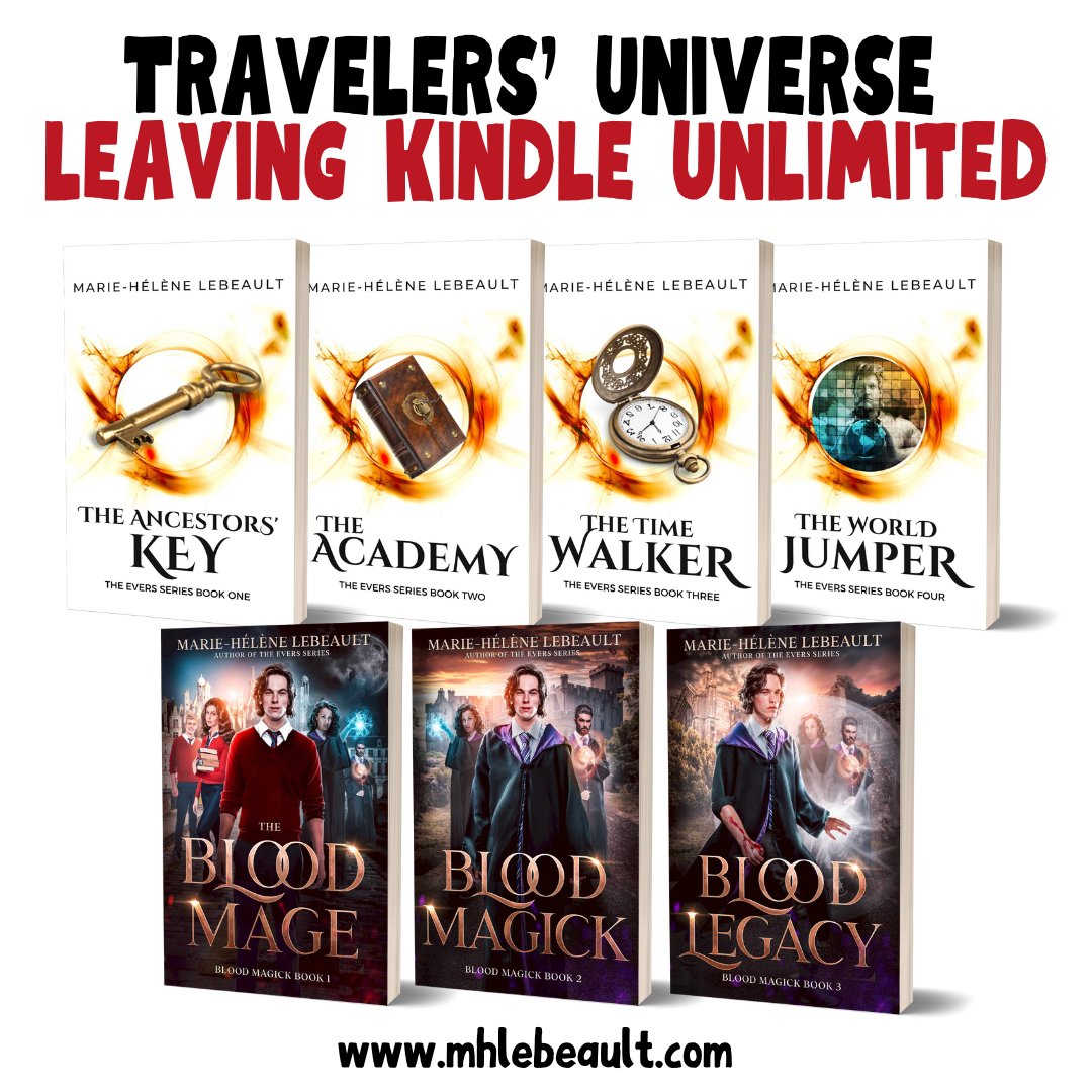 The Travelers' Universe is leaving KU! Binge all 7 books while you can and prepare for an upcoming spinoff series! The Evers Series amazon.com/gp/product/B08… Blood Magick Trilogy amazon.com/dp/B09RNF6XL8 #yafantasy #urbanfantasy #sciencefantasy #fantasybooks