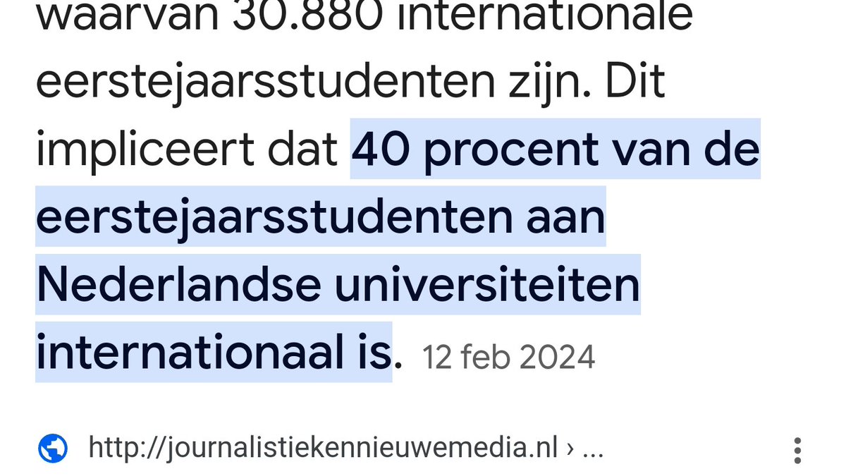 40 % van de eerstejaars studenten in Nederland komt uit het buitenland.  Niet normaal.