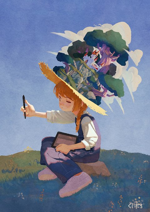 「cloud straw hat」 illustration images(Latest)