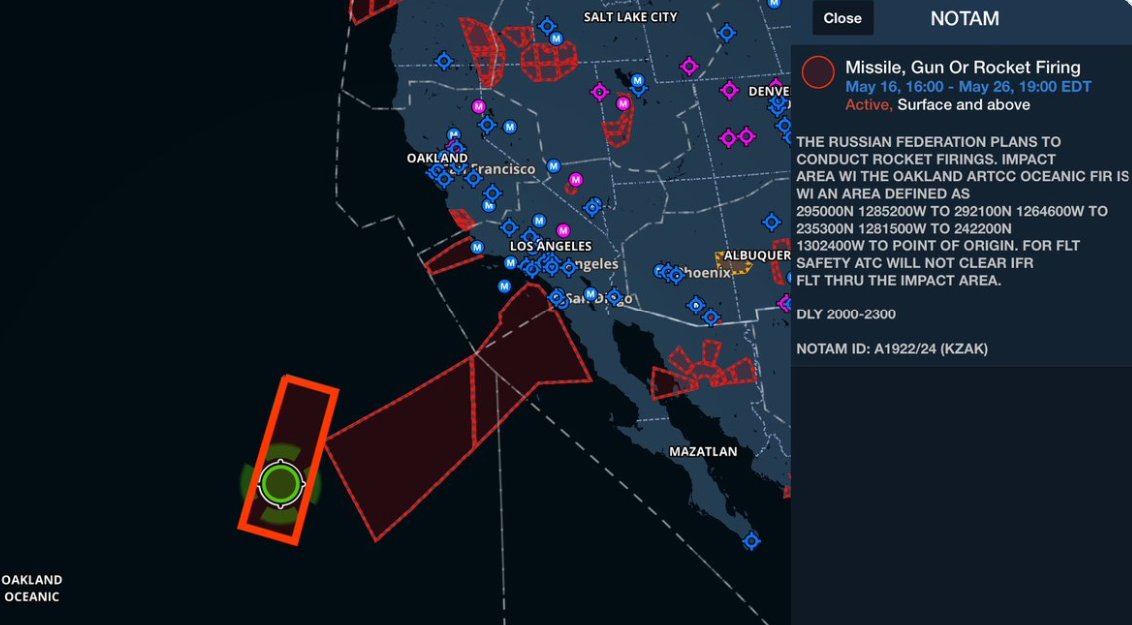 NOTAM Sparks Confusion Over Possible Russian Hypersonic Missile Test Off California Coast #breaking #news #Military #California youtube.com/watch?v=h5qhD6…