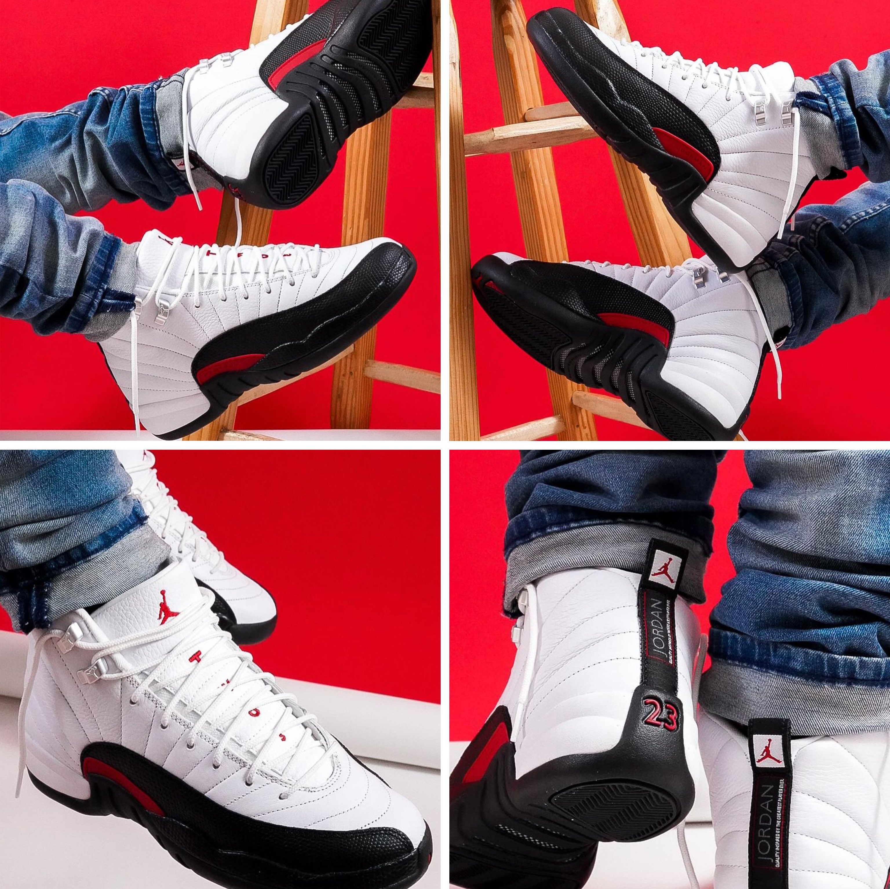 Jordan 12 red on feet outlet