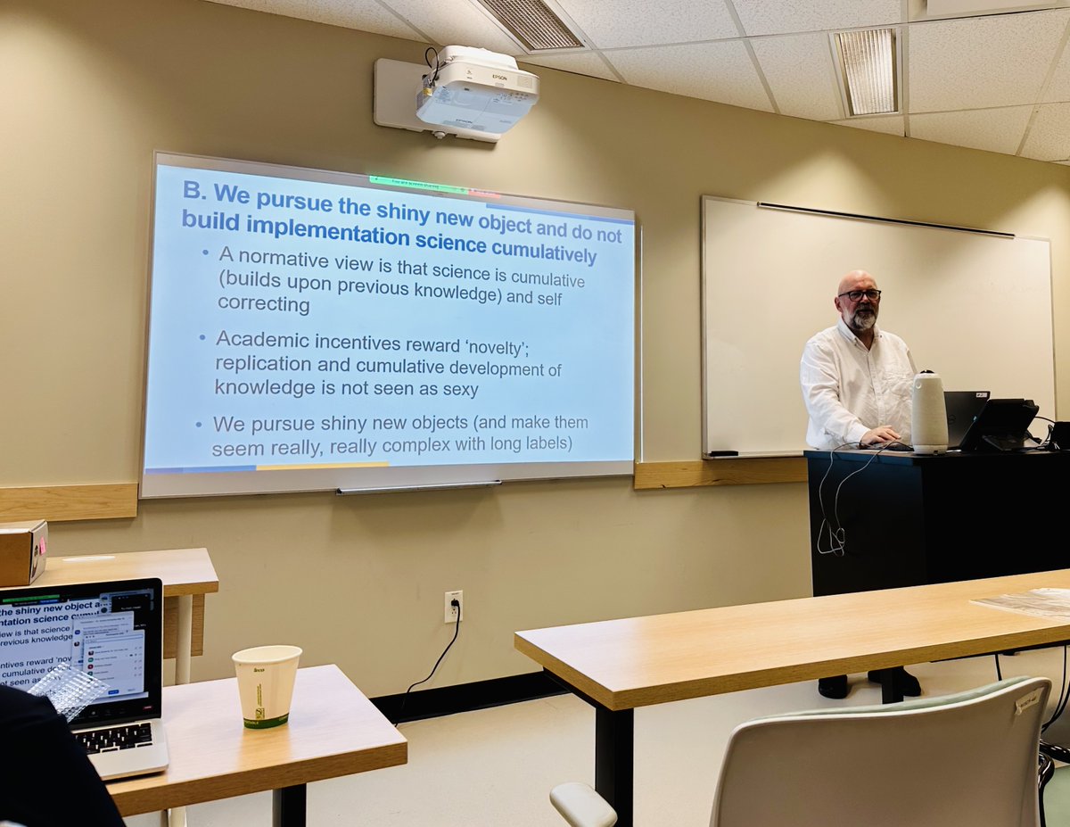 🧵1/ Dr. Jeremy Grimshaw @GrimshawJeremy shared his 35-year journey in implementation science at McGill, reflecting on the progress and challenges in the field. #ImplementationScience #Healthcare @mcgillu @McGillMed @McgillNursing