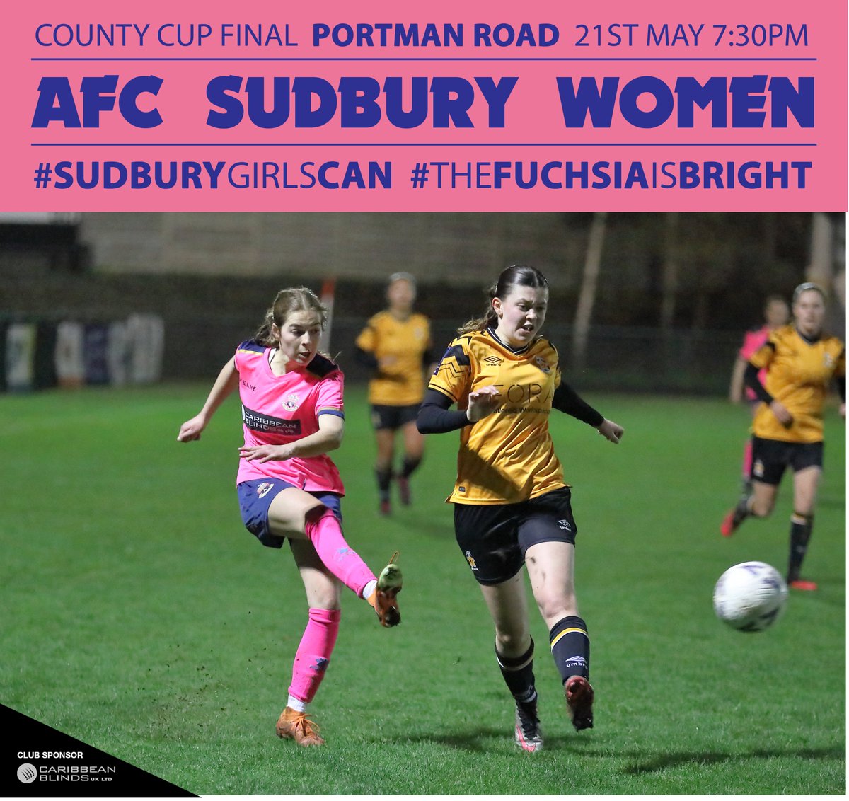 Just 3 days now until we are at Portman Road for the @SuffolkFA Cup Final See you in Fuchsia!