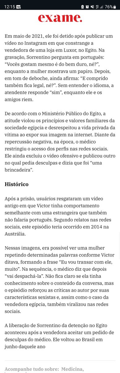 arroba_rose's tweet image. Tinha que falar que o nome desse médico: Victor Sorrentino
E que ele foi detido por assédio sexual no Egito e teve o registro médico suspenso temporariamente no RJ por violação do código de ética médica e, em SP, tem o registro suspenso DEFINITIVAMENTE