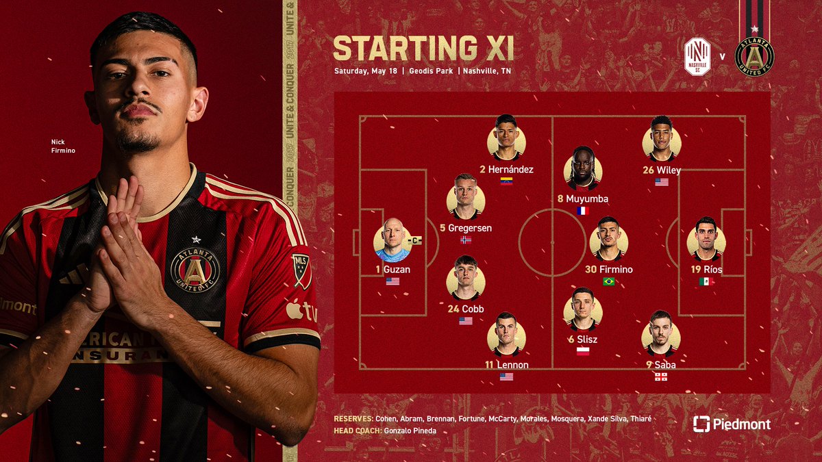 ATLUTD's tweet image. Our XI against Nashville 👊
