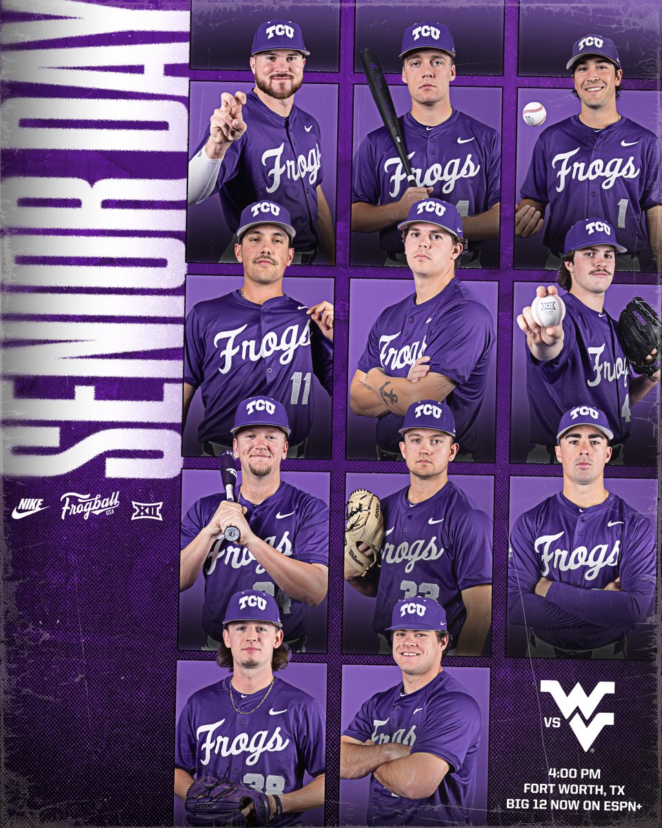 One more time in the regular season! Arrive early as we will honor 11 special athletes. 🔗 linktr.ee/tcubaseball #FrogballUSA | #GoFrogs