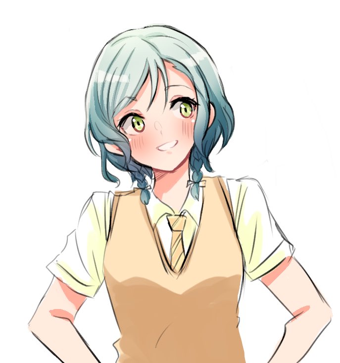 hikawa hina 1girl solo blush smile short hair simple background shirt  illustration images