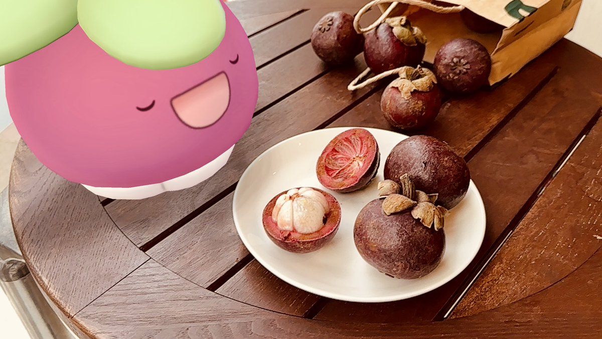 アマカジって、マンゴスチンがモチーフのポケモンらしい🙆‍♀️🍎
食感はライチに似てるけど、もっと甘くていい香り🎶
スタッフがおいしくいただきました🤭

#CuteAR大会2024 〜5/26
#ARofTheCommunityDay 
#PokemonGOCommunityDay
#ARofTheDay #NianticAR
#GOsnapshot #PokemonGO
#ポケモンGO #アマカジ