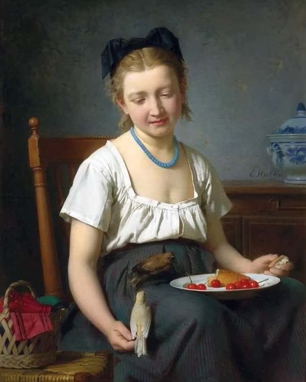 'Le goûter', del pintor francés Émile Auguste Hublin (1830 - 1891).
