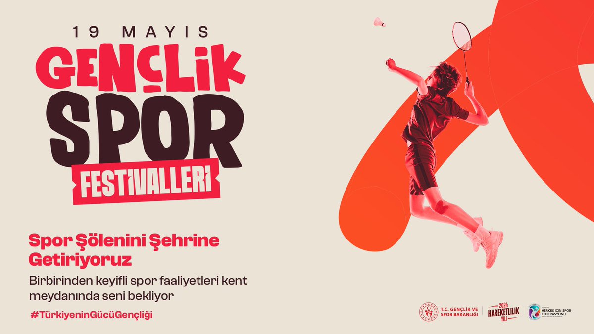 Türkiye'nin dört bir yanında, hep birlikte kent meydanlarına...🇹🇷

81 ilimizde yarın düzenlenecek Gençlik ve Spor Festivalleri’ne tüm vatandaşlarımızı davet ediyorum.

#TürkiyeninGücüGençliği