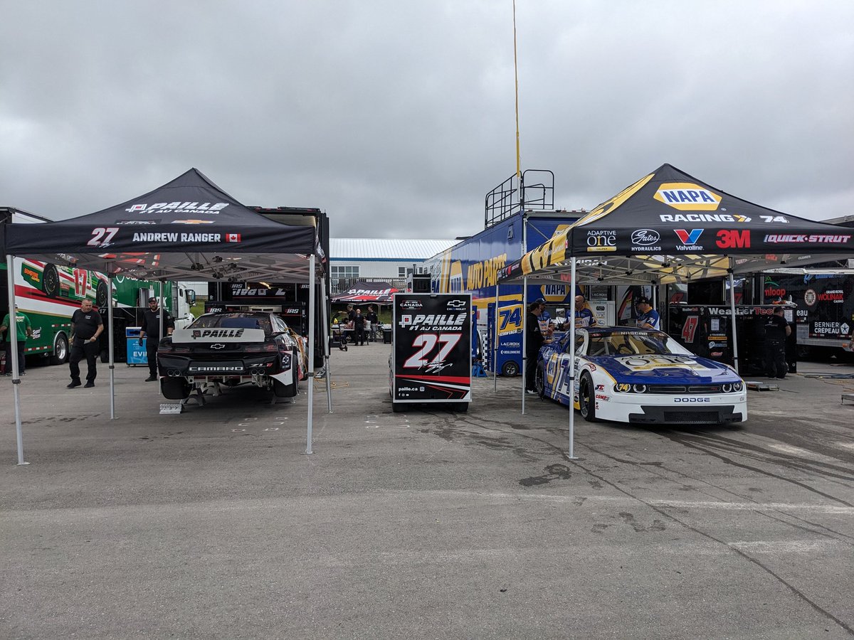 BryceT24's tweet photo. Kevin Lacroix and Andrew Ranger are at the track together for the first time as part of the new Innovation Auto Sport team. They have a combined 49 wins and 9 top-two points finishes on their resume and will now be able to compare notes on setups. #NASCARCanada https://t.co/edRYhD7mUw