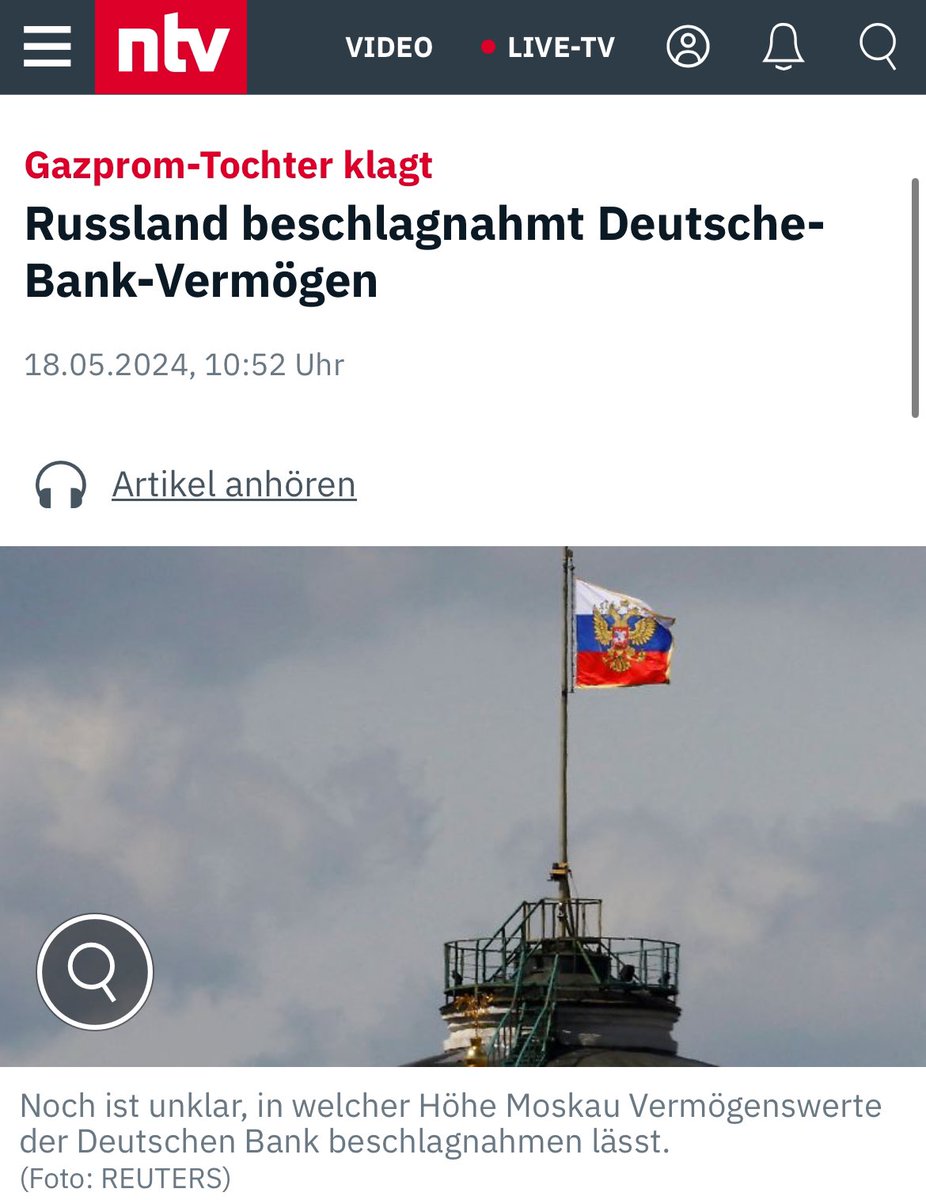 „Russland reagiert auf die vom Westen verhängten Sanktionen - nun trifft es die Deutsche Bank. Konkret geht es offenbar um Forderungen im Zuge eines abgesagten LNG-Terminalbaus. Eine Gazprom-Tochter forderte fast 240 Millionen Euro. Ein Gericht beschlagnahmte Wertpapiere und