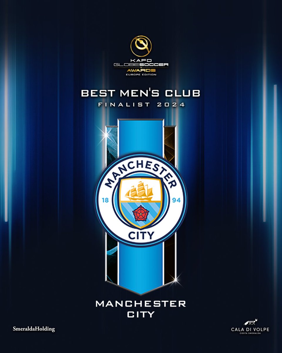 Can Manchester City seize the title of BEST MEN'S CLUB at the @KAFD #GlobeSoccer European Awards? 🏆 @ManCity #KAFD #HotelCaladiVolpe #SmeraldaHolding