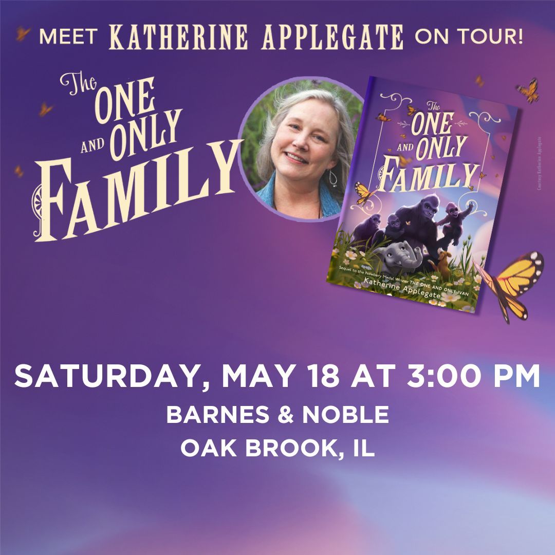 #mglit readers, meet me at @BNOakBrookIL today at 3 PM! ❤️🦍

I'll be sharing my last 'One and Only' story, THE ONE AND ONLY FAMILY, answering questions, and signing books. Come and see me! 

Event info: stores.barnesandnoble.com/event/97800621… @HarperChildrens