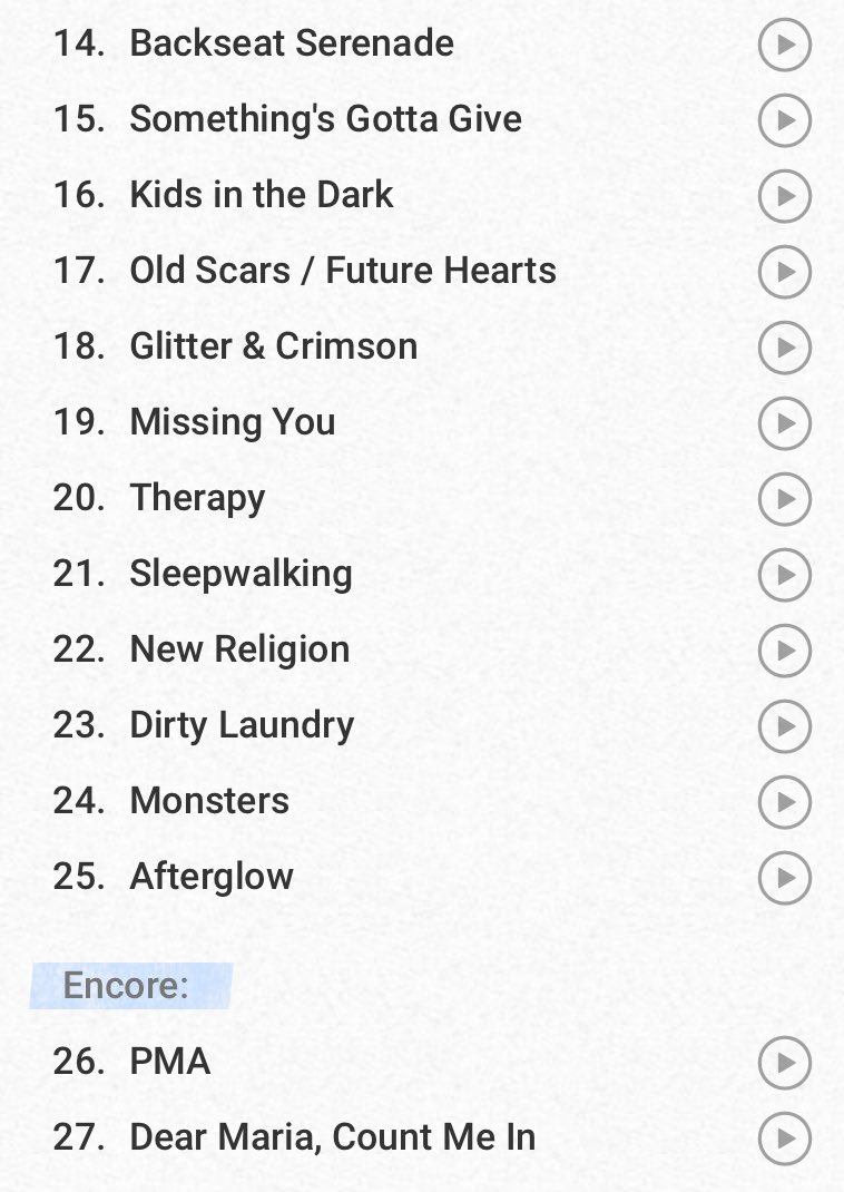 Setlist do primeiro show da turnê All Time Low Forever nos EUA! O show aconteceu ontem em Nashville, TN.

O que acharam? Querem no Brasil? 👀