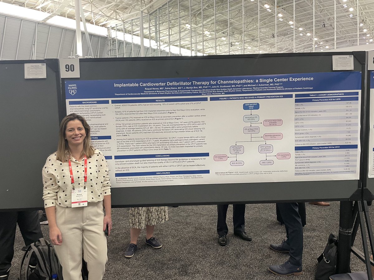 Congrats @raquelalneves - great job showcasing @MayoClinicCV single center experience w/ ICDs for our patients w/ #LQTS and #CPVT. Of the 400+ patients w/ an ICD, I inherited the device in 60%! In the absence of sudden cardiac arrest, repeat after me - most do NOT need an ICD!