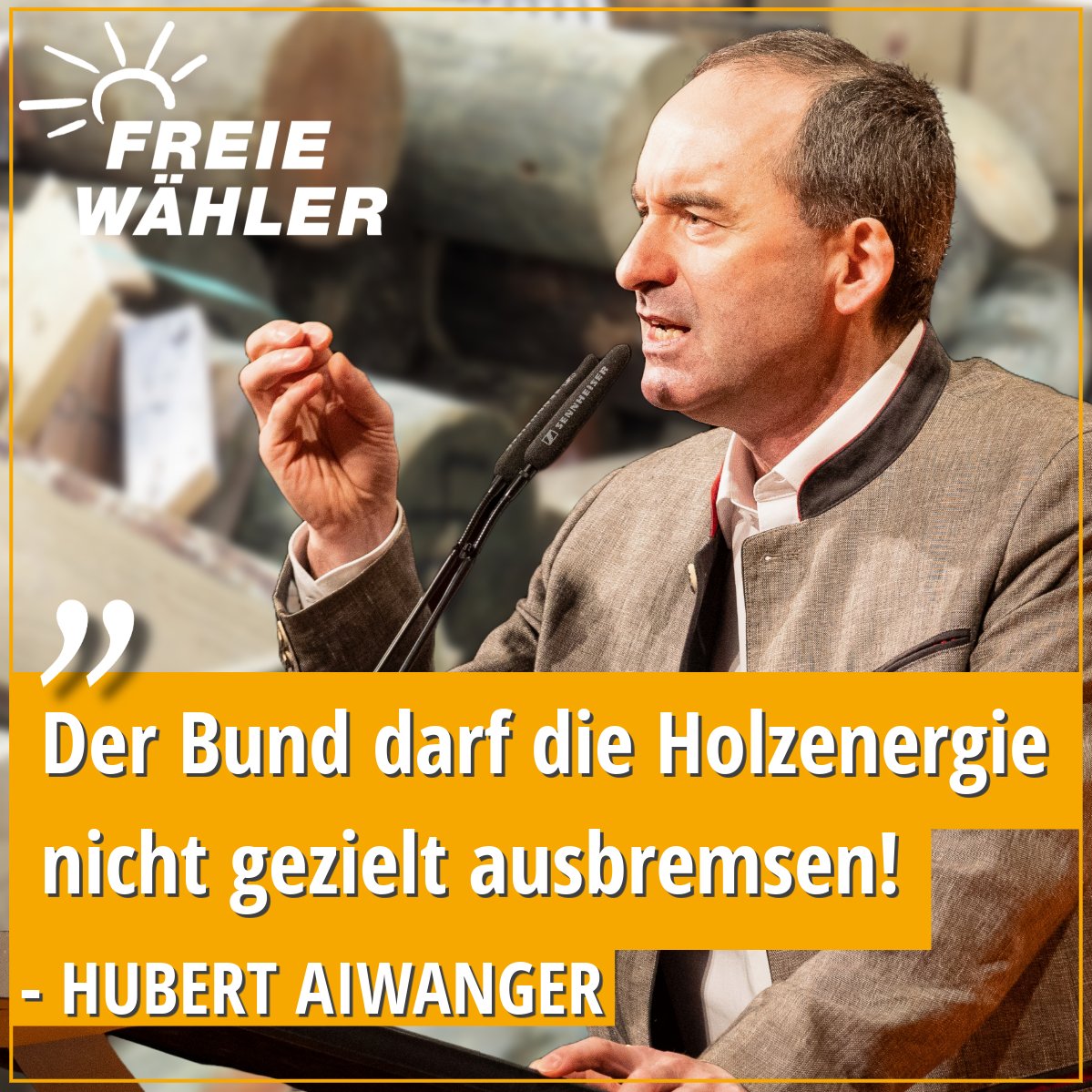 🪵🤝 🗣️ @HubertAiwanger, Bundesvorsitzender #FREIEWÄHLER, sagt: 'Holzenergie ist ein unverzichtbarer Baustein für die Energiewende und Wärmeversorgung, und darf nicht ideologisch eingeschränkt werden.' #AnpackenFürDeutschland