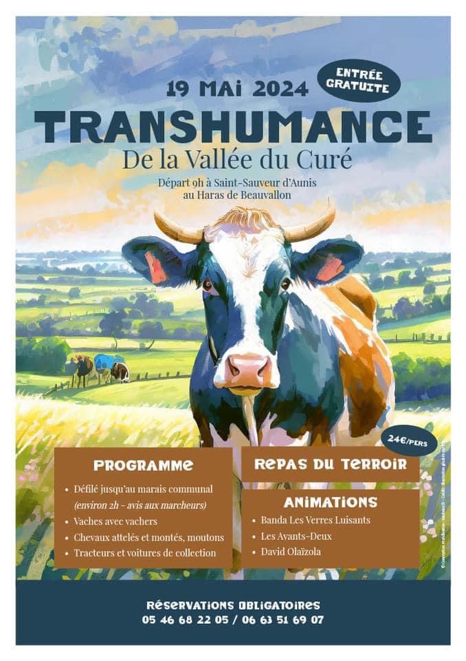 🥳 Rendez-vous, dimanche 19 mai à la « Fête de la Transhumance de la Vallée du Curé » à Saint-Sauveur d'Aunis ! 💐🐮🌺 Un événement festif qui donne à découvrir les traditions du Marais poitevin et les communaux, ces vastes prairies vouées au pâturage collectif