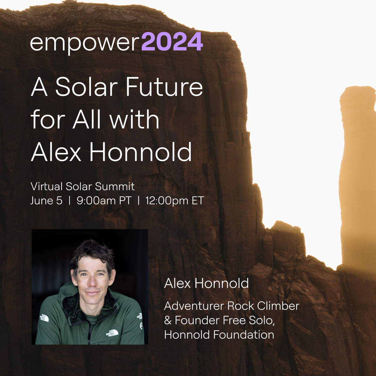 Well this rocks. 🪨🧗🏼‍♂️☀️ We’re thrilled to announce that professional climber and tireless #solar advocate @AlexHonnold will be delivering the keynote at our upcoming Empower Summit in June. #AuroraSolar #HelioScope bit.ly/49ixTmh