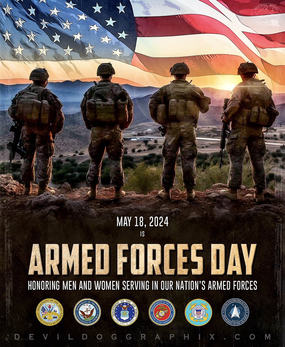 May 18, 2024 is Armed Forces a day! 🇺🇸 We honor all of the brave men and women currently serving, as well as those who have served and sacrificed to defend our freedom. #ArmedForcesDay #military #Army #Navy #AirForce #Marines #CoastGuard #SpaceForce