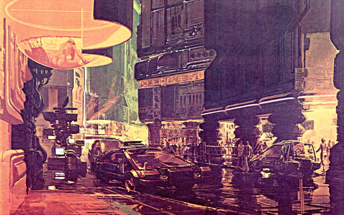 HumanoidHistory's tweet image. BLADE RUNNER concept art by Syd Mead.