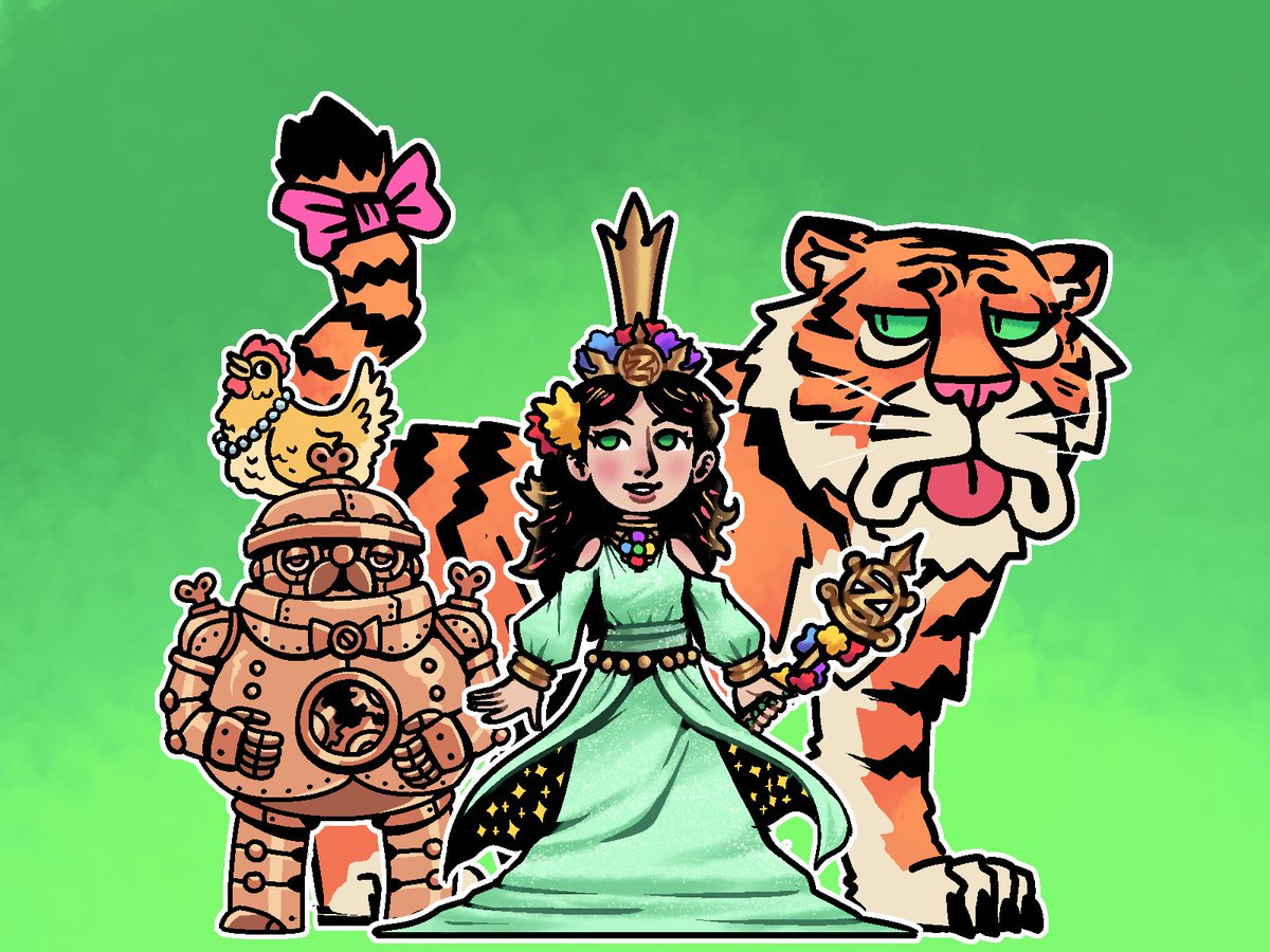 Ozma, Billina, Tik Tok, and The Hungry Tiger