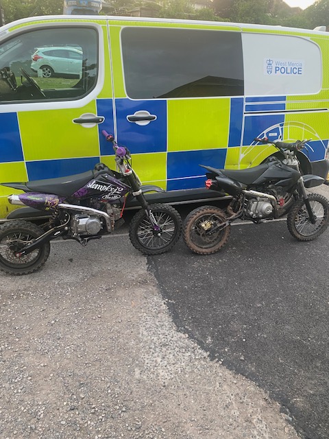 2 x off road motorbikes have been seized this evening as they were being ridden on Tolladine Road. The bikes were stopped just before entering Ronkswood Meadow. #policingpromise #saferroads