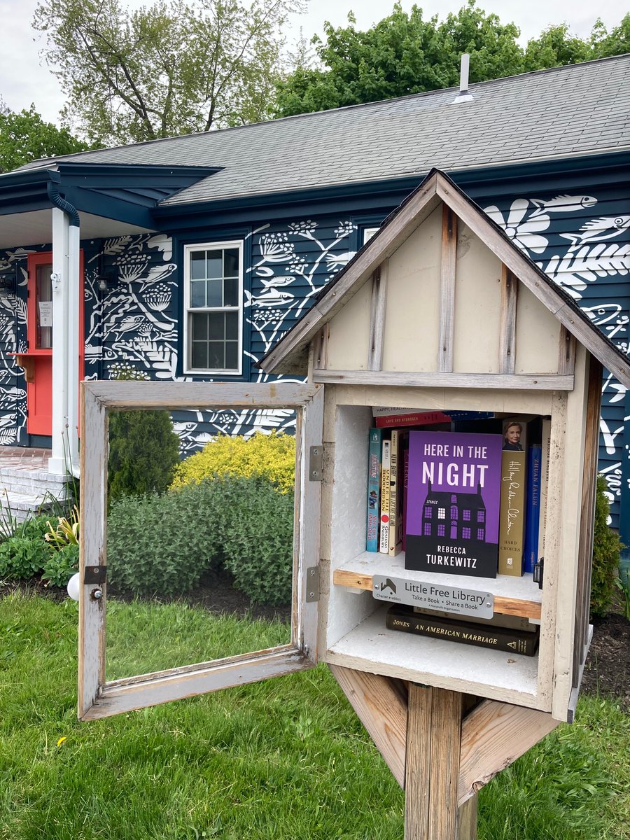 Happy #LFLweek! I left a copy of HERE IN THE NIGHT in Coveside Coffee’s sweet Little Free Library for my Portland, ME loves to find 📚💜