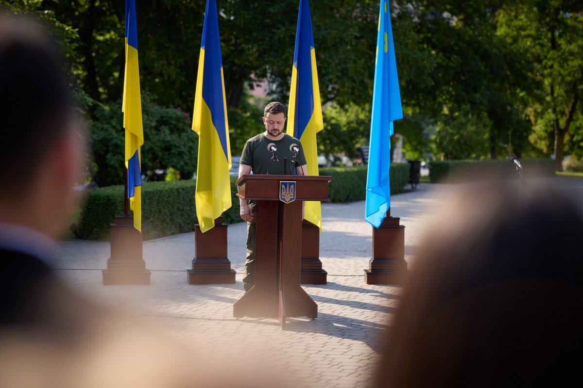 I joined @ZelenskyyUa & international partners for the dedication of the cornerstone to honor the 1944 Soviet deportation of Crimean Tatars. Today, Russia continues its persecution of Crimea. We support Ukraine in its fight against Russia’s occupation. Crimea is Ukraine.