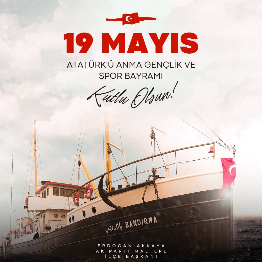 19 Mayıs Atatürk'ü Anma, Gençlik ve Spor Bayramı kutlu olsun! Bugün, gençlerimizin enerjisi ve sporun birleştirici gücüyle yarınlara umutla bakıyoruz. #19Mayıs #GençlikVeSporBayramı