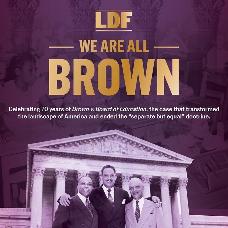 Although the official anniversary was yesterday, we're commemorating 70 years of #BrownvBoard this entire year. To learn more about the case and our ongoing events head to: naacpldf.org/events/ldf-eve…