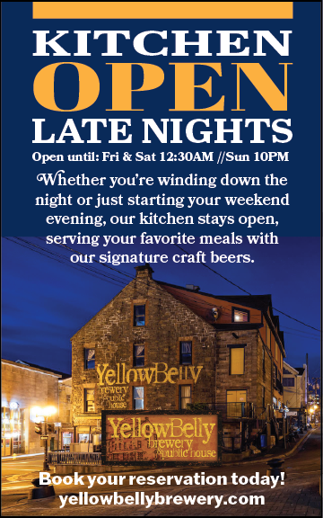 🌟🍻 End Your Day or Kickstart Your Night at YellowBelly Brewery & Public House! 🍴✨ Our kitchen stays open late,until 12:30 AM on Fridays, Saturdays, and until 10 PM on Sundays. #YellowBellyBrewery #CraftBeerLove #WeekendVibes #LateNightDining