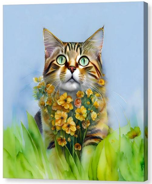 Sandi OReilly @sandioreilly Cat With Flowers In Meadow. HERE: sandi-oreilly.pixels.com/featured/cat-w… #cat #feline #tabby #meadow #flowers #bouquet #foryou #happy #caturday #digitalpainting #AYearForArt #BuyIntoArt #SLOArtworks See more #art,#prints & on #products HERE:sandi-oreilly.pixels.com