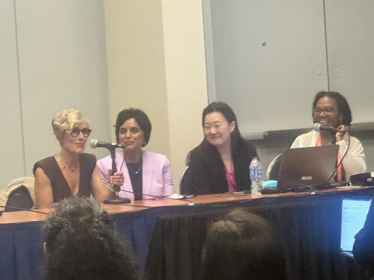 All star power panel at #DDW2024 session on @AmerGastroAssn gender equity project. #womeningastroenterology. @RotonyaC @NeenaSAbrahamMD @ibddocmaria