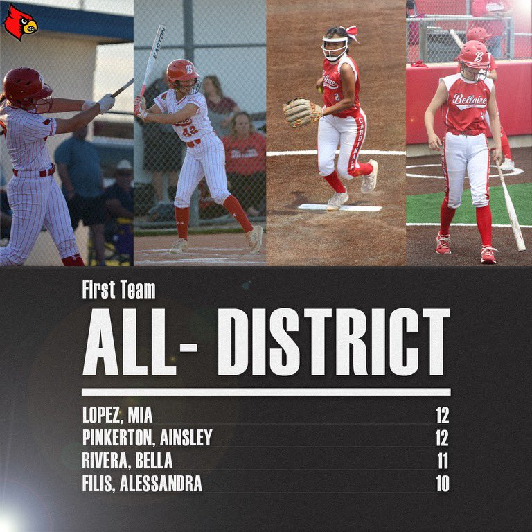 Bellaire Softball (@bellairesoftba2) on Twitter photo Congratulations to <a href="/Rivera_Bella2/">Isabella Rivera</a> <a href="/AinsleyPinkert1/">Ainsley Pinkerton</a> <a href="/MiaALopez2024/">Mia Lopez</a> and Alessandra Filis for being named to 1st Team All District. Congratulations to <a href="/Rivera_Bella2/">Isabella Rivera</a> <a href="/AinsleyPinkert1/">Ainsley Pinkerton</a> <a href="/MiaALopez2024/">Mia Lopez</a> and Alessandra Filis for being named to 1st Team All District.