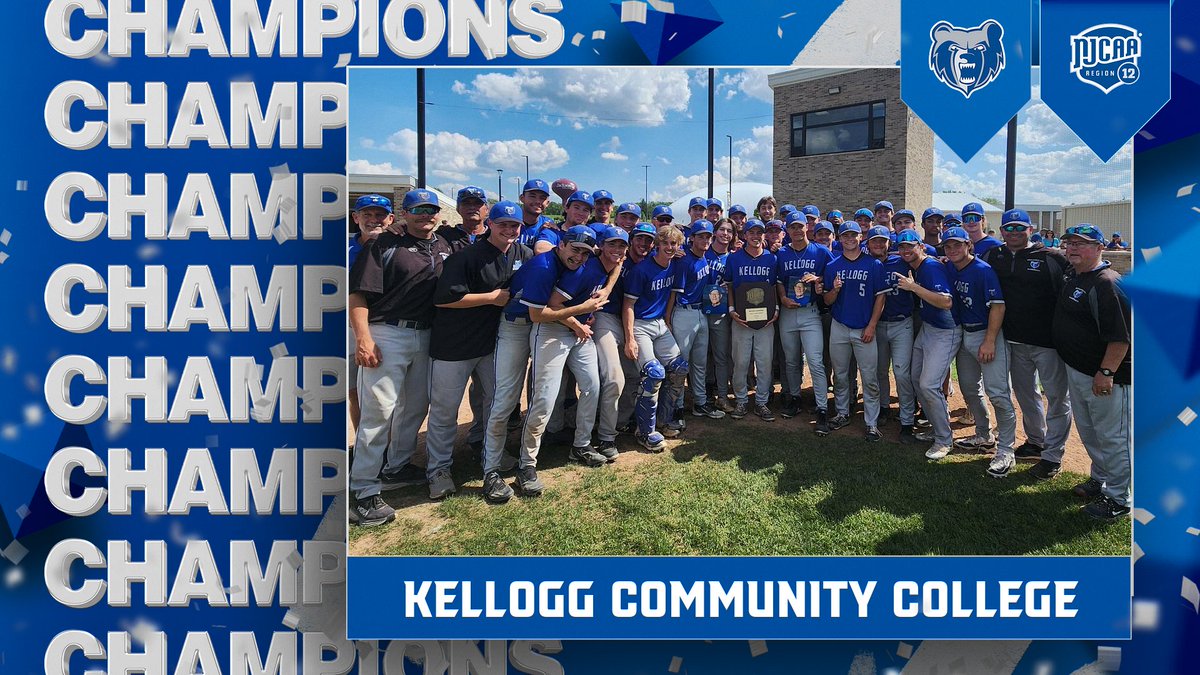 NJCAA Region 12 (@njcaaregion12) on Twitter photo 𝐖𝐨𝐫𝐥𝐝 𝐒𝐞𝐫𝐢𝐞𝐬 𝐁𝐨𝐮𝐧𝐝 ⚾️🏆
Kellogg is heading to Enid, OK! <a href="/KelloggBruins/">Kellogg Community College Athletics</a> punched their ticket to the #NJCAABaseball DII World Series after sweeping through the Region XII / Great Lakes District Tournament!
Region XII Division II / Great Lakes District Champs! 𝐖𝐨𝐫𝐥𝐝 𝐒𝐞𝐫𝐢𝐞𝐬 𝐁𝐨𝐮𝐧𝐝 ⚾️🏆
Kellogg is heading to Enid, OK! <a href="/KelloggBruins/">Kellogg Community College Athletics</a> punched their ticket to the #NJCAABaseball DII World Series after sweeping through the Region XII / Great Lakes District Tournament!
Region XII Division II / Great Lakes District Champs!