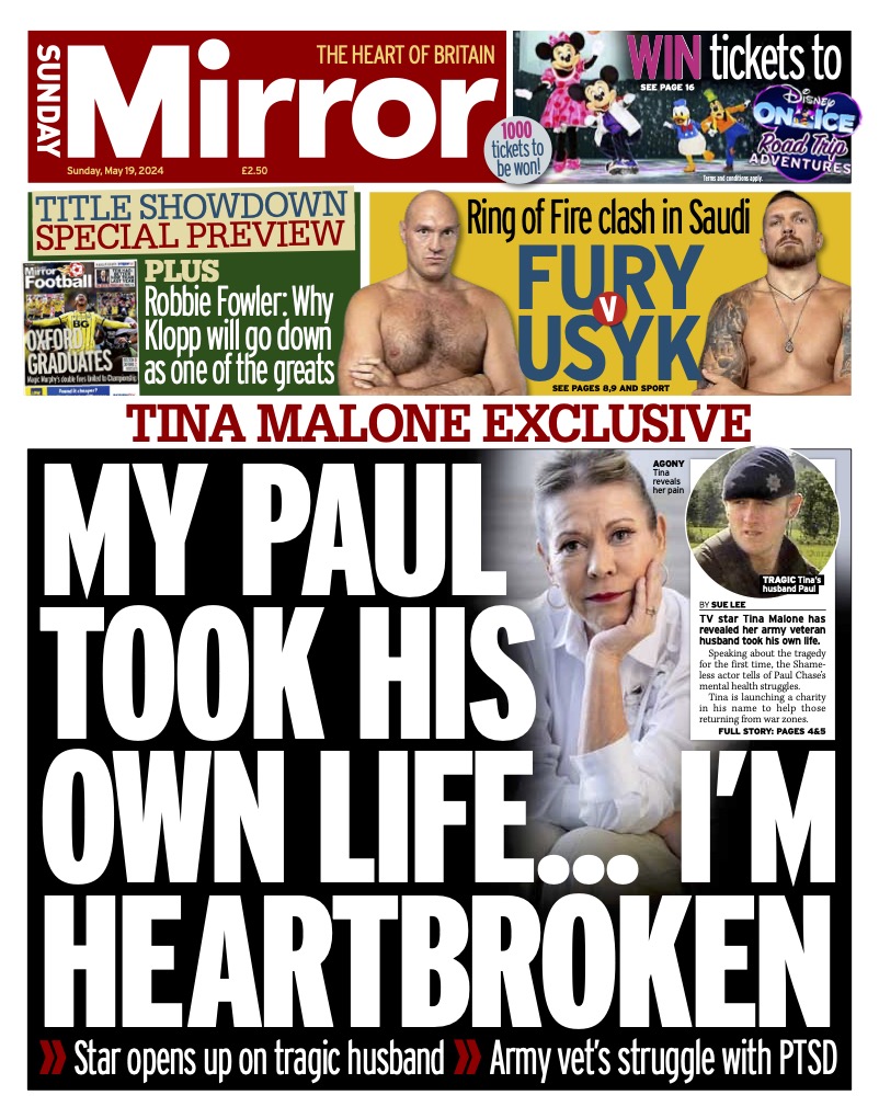 Sunday's front page: My Paul took his own life..I'm heartbroken mirror.co.uk/3am/celebrity-… #TomorrowsPapersToday