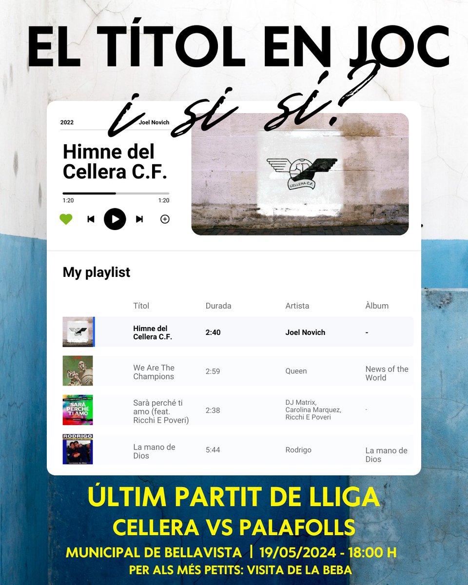 Diumenge 19 de maig a les 18:00h
#somindius