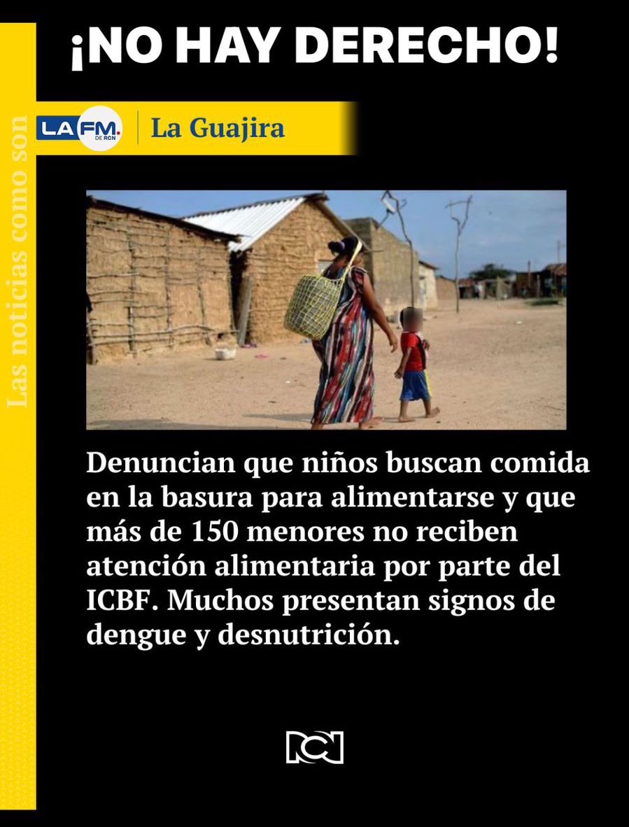 Aquí están las consecuencias de los negocios del gobierno de Petro: niños muriéndose de hambre en la Guajira. Gobierno potencia mundial de la muerte.