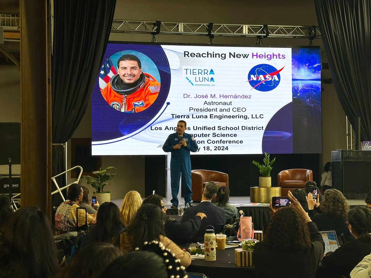 It’s happening! Our closing keynote speaker, @Astro_Jose, taking us on a journey out of this world that started from a dream. We are inspired by your story of perseverance! #CS4LAUSD Conference 2024