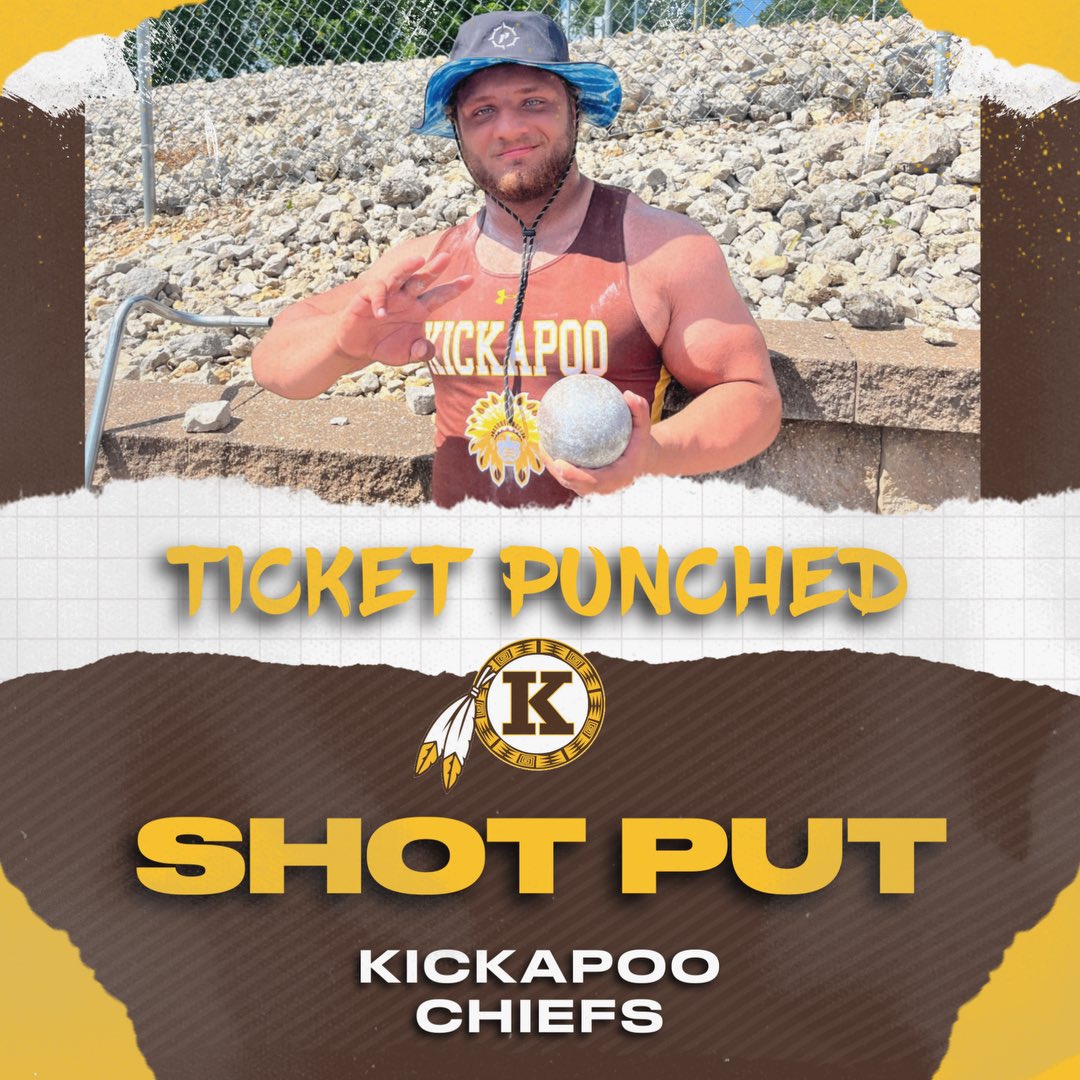 Morgan Nichols placed third and will compete next week at the State Championships. Kickapoo throwers are back at state. Way to go Morgan.